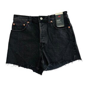 Levi's Women's Size 28 Ribcage High Rise Button Fly Black Denim Shorts NEW